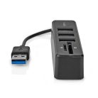 Nedis 3 portos USB hub - micro SD / SD kártyaolvasó - Alumínium