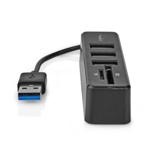 Nedis 3 portos USB hub - micro SD / SD kártyaolvasó - Alumínium