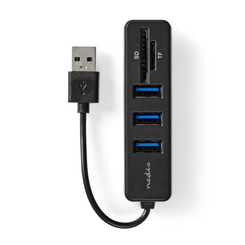 Nedis 3 portos USB hub - micro SD / SD kártyaolvasó - Alumínium