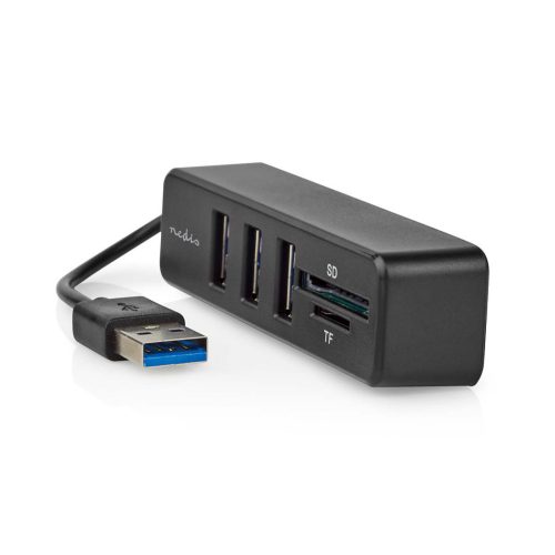 Nedis 3 portos USB hub - micro SD / SD kártyaolvasó - Alumínium