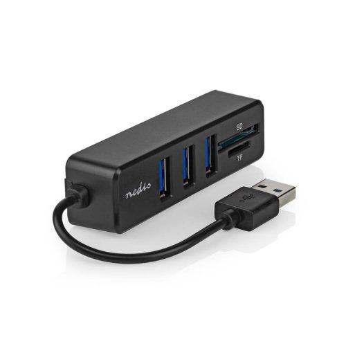 Nedis 3 portos USB hub - micro SD / SD kártyaolvasó - Alumínium