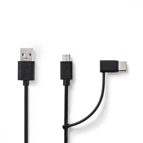 Nedis USB szinkronizáló és töltőkábel - USB  - micro USB / USB-C - 1,0 m - Fekete