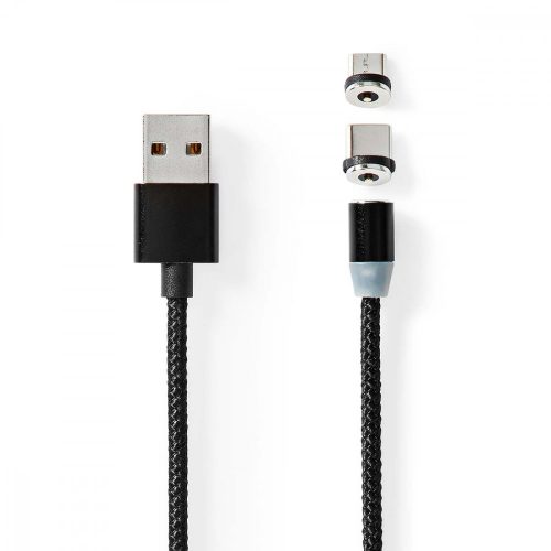 Mágneses USB töltőkábel - USB-A - USB-C - micro USB - 10 W - 2 m