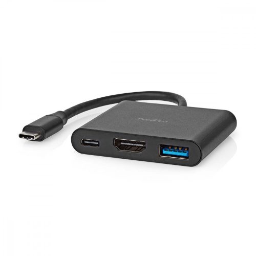 USB-C dokkoló - HDMI - USB-A - USB-C - 5 Gbps - USB 3.2 - Fekete