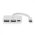 Nedis USB-C hub - 3 port - 1x USB-C / 2x USB-A - Fehér
