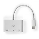 Nedis USB-C hub - 3 port - 1x USB-C / 2x USB-A - Fehér