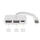 Nedis USB-C hub - 3 port - 1x USB-C / 2x USB-A - Fehér