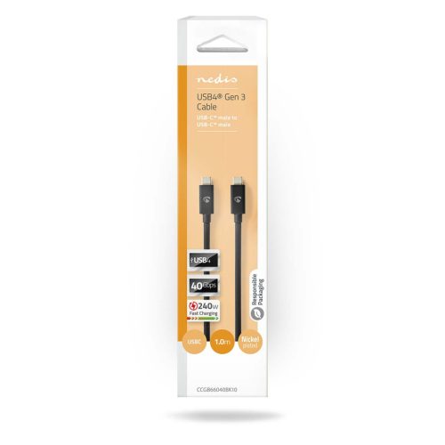 USB4 kábel - USB-C - Gyorstöltés 240 W - 8K@60Hz - 40 Gbps - 1m