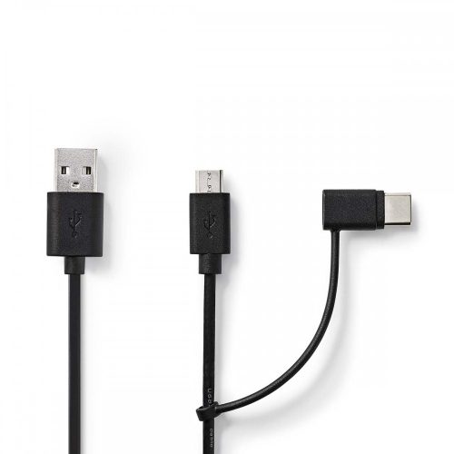 Nedis USB - micro USB / USB-C kábel - 12 W - 1 m - Fekete