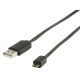 micro USB - USB lapos kábel 1m - fekete