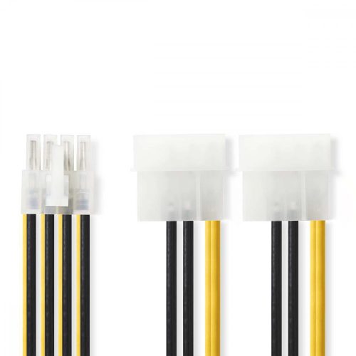 Tápkábel 2x Molex Dugó - EPS 8 tűs Dugó - 0,15 m