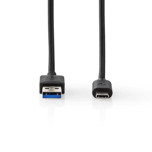 Nedis USB-C USB-A kábel - Gyortöltés - USB3.2 Gen 2 - 60 W - 10 Gbps - Fekete 1m