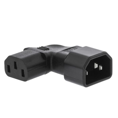 C14 - C13 adapter 90° balra | C13 aljzat - IEC-320-C14 dugó