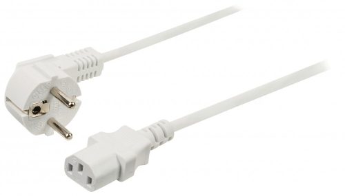 Fehér hálózati könyök tápkábel 2m - 3x0,75 mm² IEC-320-C13