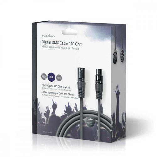 Nedis DMX kábel 110 ohm | XLR Dugó - XLR Aljzat | 10 m (COTG15012GY100)