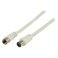   Koax - F antenna kábel - Koax dugó - F dugó - 5 m - Fehér