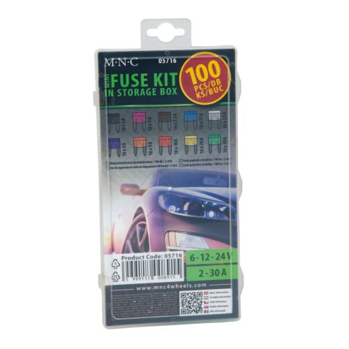 Mini Késes Biztosíték készlet tárolódobozban - 100 db - 2-30A