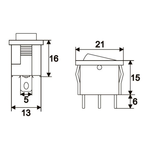 Billenőkapcsoló Piros Világítás 21x15 mm 250V 6A