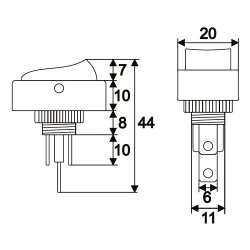 12V Billenőkapcsoló Zöld Led 20A