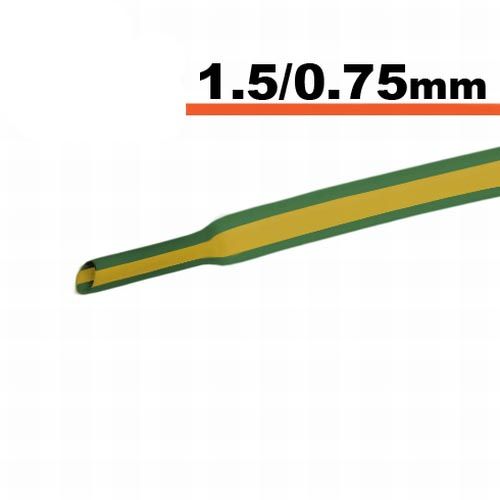 Zsugorcső 20x 1m zöld-sárga  1,5 / 0,75 mm