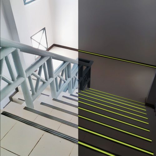 Csúszásgátló szalag - 5 m x 50 mm - foszforeszkáló / fekete