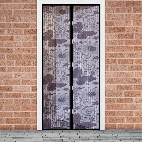 Szúnyogháló ajtóra - 100 x 210 cm - Lila pillangós