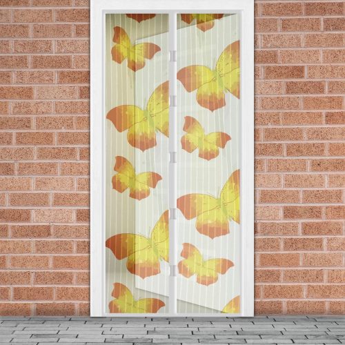 Szúnyogháló ajtóra - 100 x 210 cm - Sárga pillangós