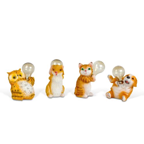 Szolár állatfigurák - 4 féle - 5 x melegfehér LED - 15 cm