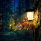 LED-es szolár állatfigura - mókus - akasztható - melegfehér LED - 25 x 6 x 19 cm