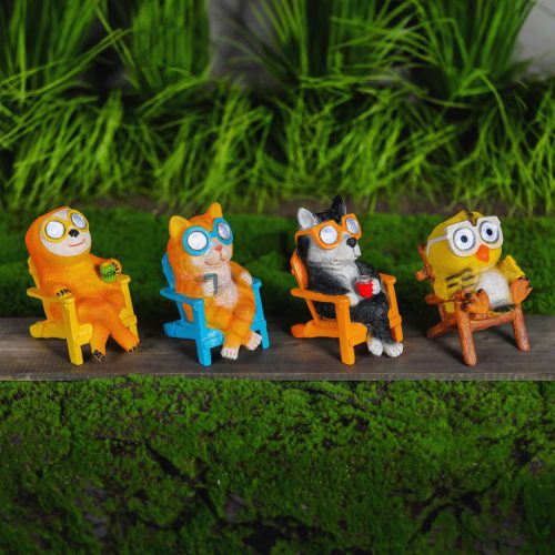 LED-es szolár állatfigurák - 4 féle - 2 x melegfehér LED - 15 cm