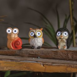   Napelemes Kerti Állat Figura - Süni - Csiga - Bagoly - 8,5 cm