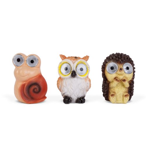 Napelemes Kerti Állat Figura - Süni - Csiga - Bagoly - 8,5 cm
