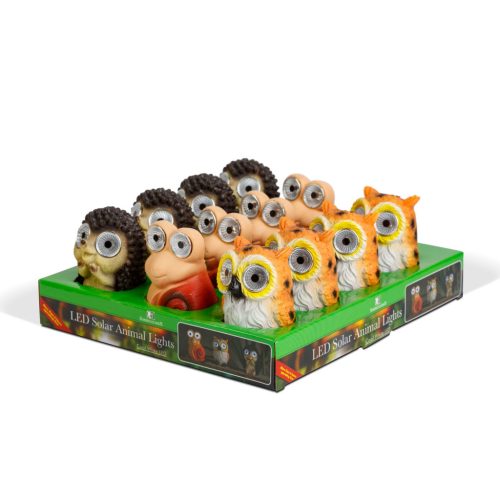 Napelemes Kerti Állat Figura - Süni - Csiga - Bagoly - 8,5 cm