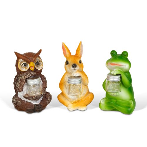 Szolár állatfigurák - 3 féle - 10 melegfehér LED - 15 cm