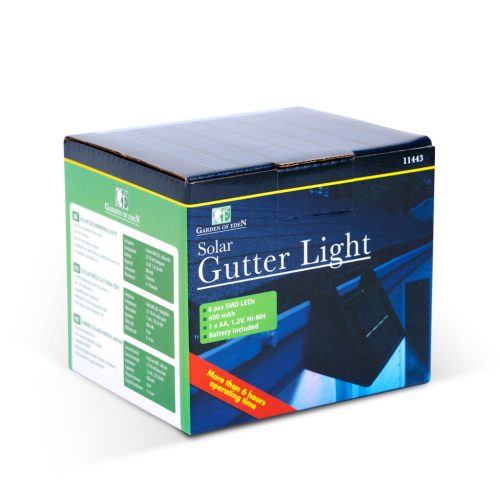 Napelemes Kerítés Lámpa - Csatorna Lámpa - 6 hidegfehér SMD LED - Fekete