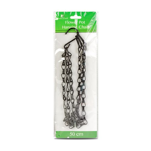 Virágcserép függesztőlánc - fém - fekete - 50 cm