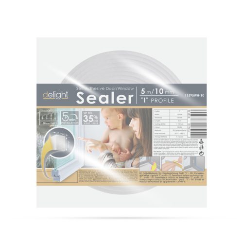 Ajtó Ablak Szigetelő Habszivacs - 10 x 10 mm - Fehér - 5m