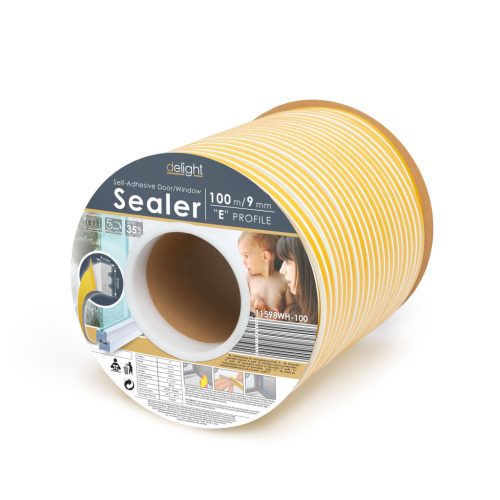 Ajtó Ablak Szigetelő - 9 x 4 mm E - Fehér - 2x 50m