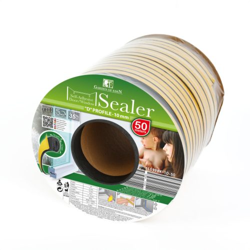 Ajtó Ablak Szigetelő - 12 x 10 mm D - Fekete - 2x 25m