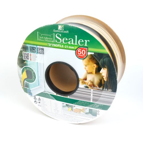 Ajtó Ablak Szigetelő - 21 x 15 mm D - Fekete - 2x 25m