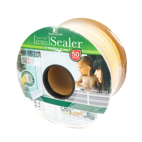 Ajtó Ablak Szigetelő - 21 x 15 mm D - Fehér - 2x 25m