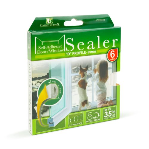 Ajtó Ablak Szigetelő - 9 x 6 mm D - Fehér - 2x 3m
