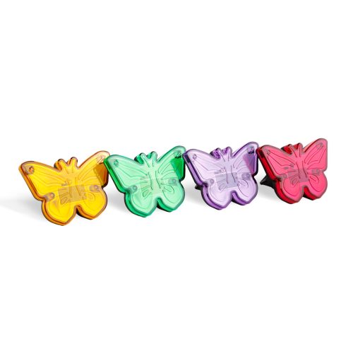 Leszúrható LED szolár - pillangók - színes - fekete - műanyag - 9 x 9 x 8,5 cm