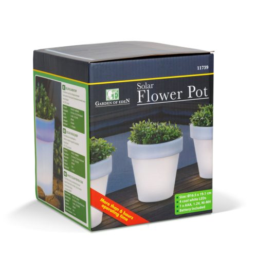 Napelemes virágcserép - 4 hidegfehér LED - 16,5 x 19 cm