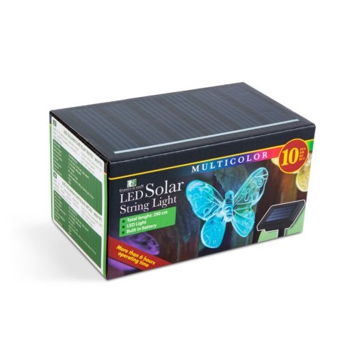 Napelemes Fényfüzér - Pillangó - 2 m - 10 színes LED