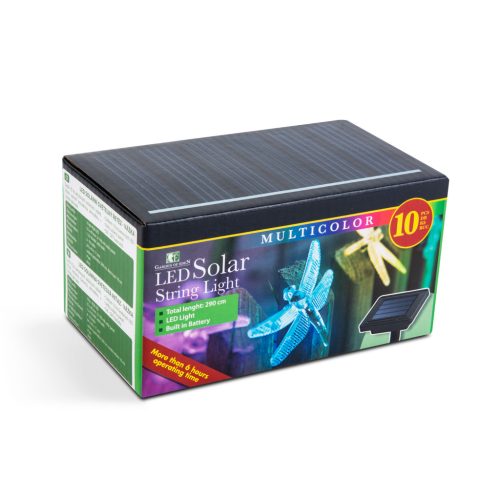 Napelemes fényfüzér - Szitakötő - 2 m - 10 színes LED