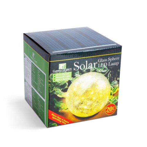 Leszúrható Napelemes Lámpa - Üveggömb - 15 cm - 20 LED