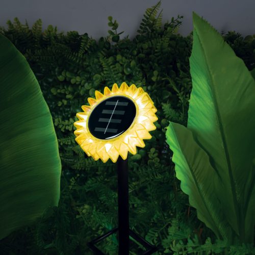 Szolár napraforgó - sárga - leszúrható / felakasztható - 13 x 6,5 x 35 cm