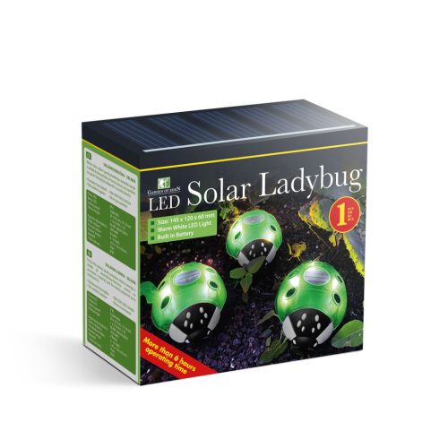 Napelemes Kerti Lámpa - Zöld Katicabogár - 14,5 x 12 x 6 cm - 6db LED