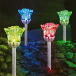 Napelemes Rózsa Kertilámpa - RGB - 8 x 36,5 cm